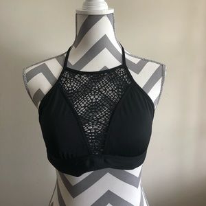 Black halter bathing suit